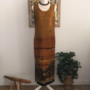 Tropical Palm Tree Print Maxi Sundress Size 10